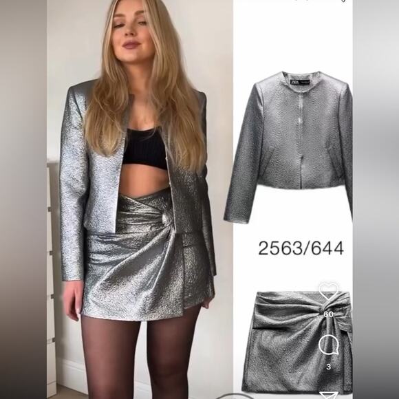 Zara Silver Metallic Coated Jacket - Picture 5 of 9